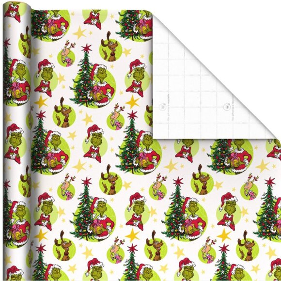 Hallmark Wrapping Paper Grinch Portraits 25 sq ft Holiday Gift - Picture 2 of 7